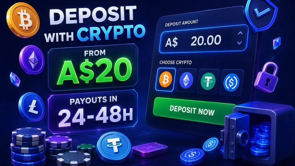 Cashier screen showing crypto deposit amount in A$