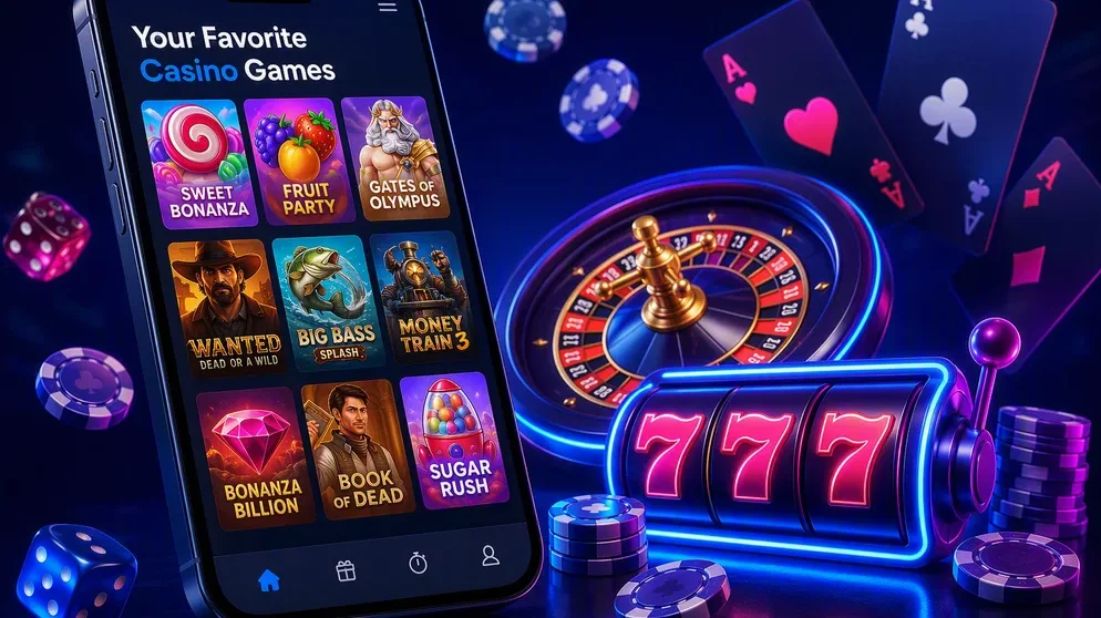 Casino lobby open on smartphone screen