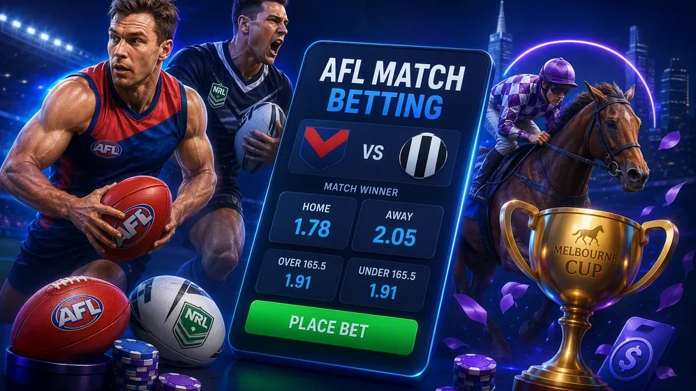 Sports betting slip with AFL match odds